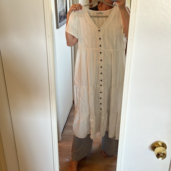 Sonoma white button down maxi dress with Swiss dot details - Picture 8 of 14